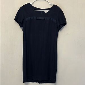 Talbots Elegant Navy Blue Short Sleeve Bow tie accent Dress Size 8 EUC